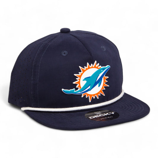 Miami Dolphins 3D Perforated Rope Hat- Navy/ White