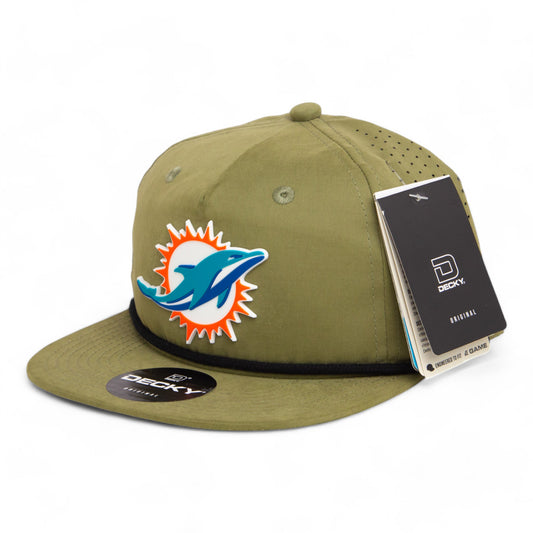 Miami Dolphins 3D Perforated Rope Hat- Loden/ Black