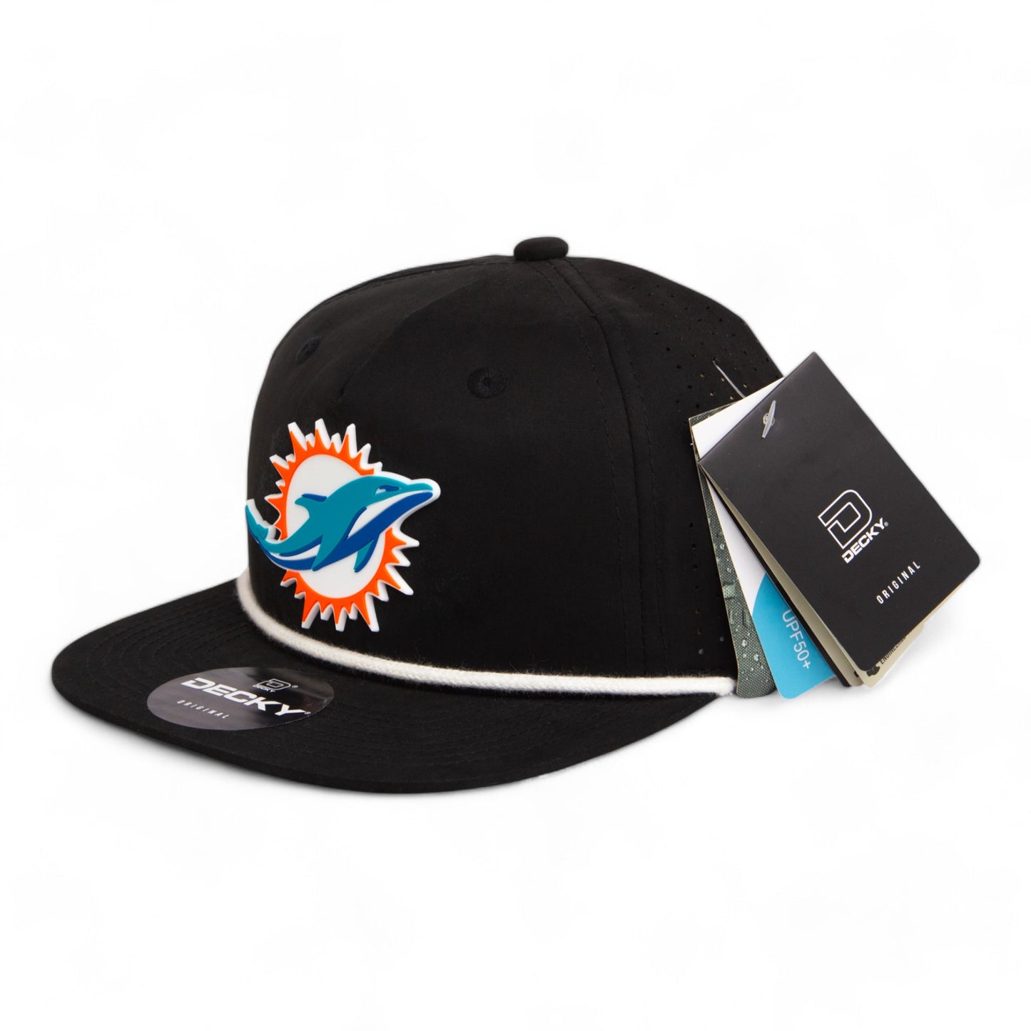 Miami Dolphins 3D Perforated Rope Hat- Black/ White