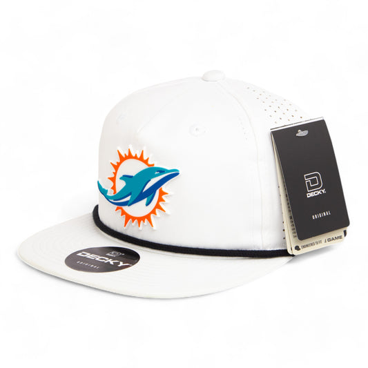 Miami Dolphins 3D Perforated Rope Hat- White/ Black