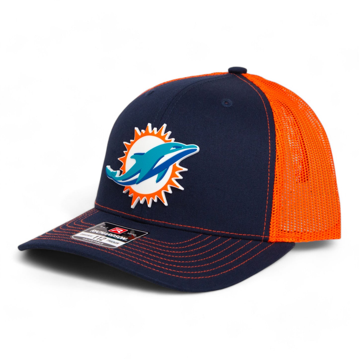 Miami Dolphins 3D Snapback Trucker Hat- Navy/ Orange