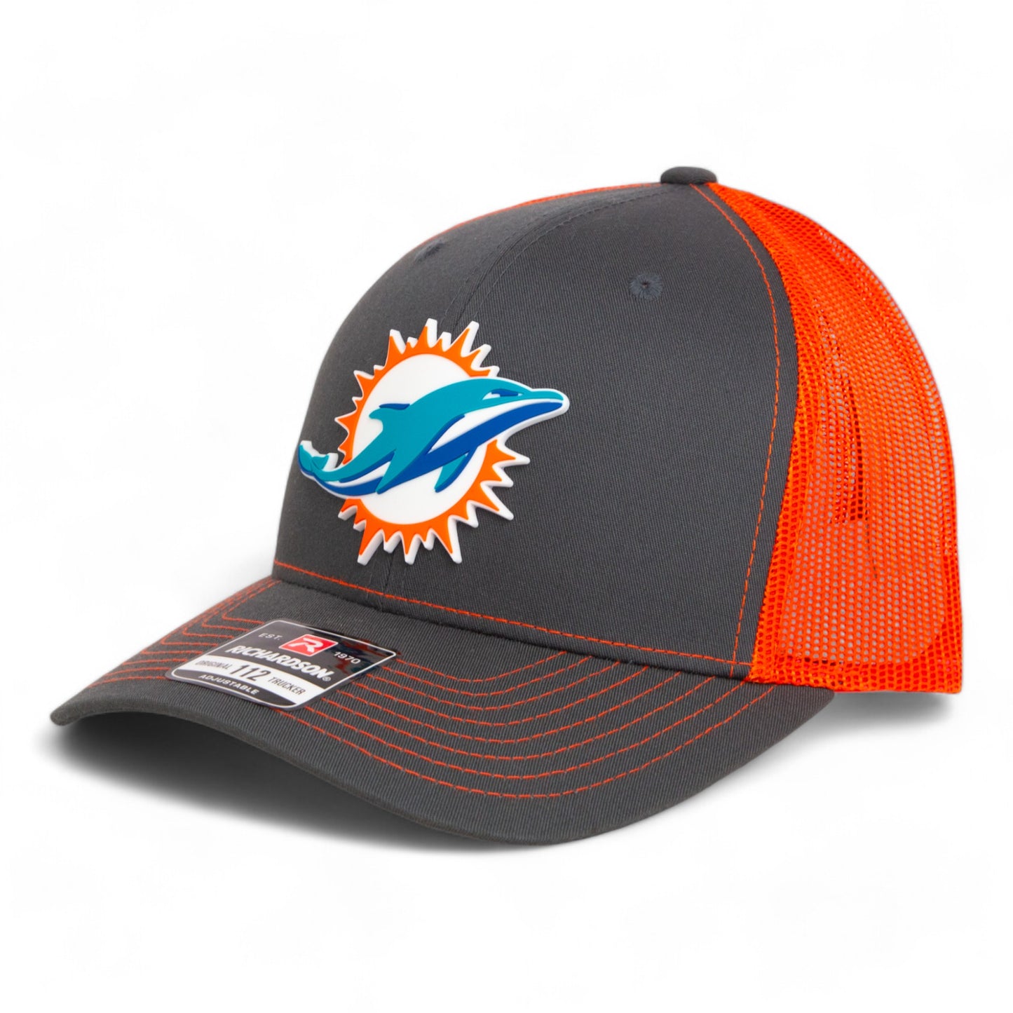 Miami Dolphins 3D Snapback Trucker Hat- Charcoal/ Orange