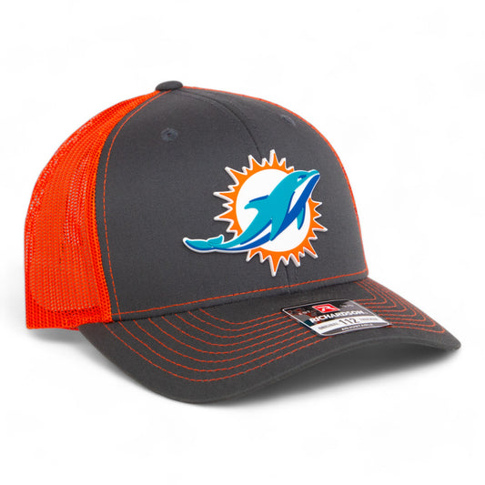 Miami Dolphins 3D Snapback Trucker Hat- Charcoal/ Orange