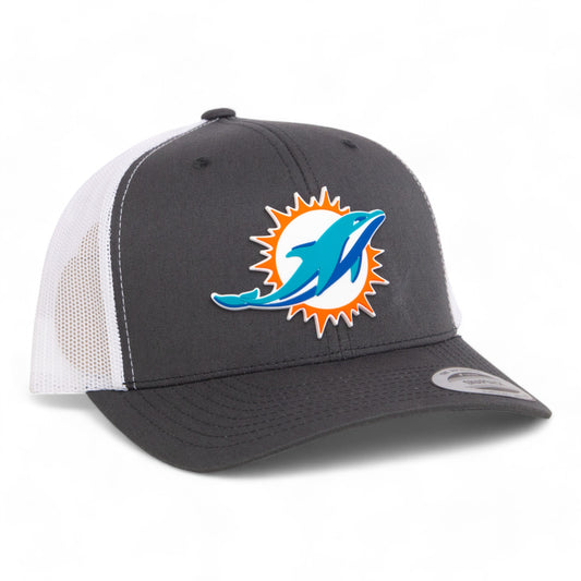 Miami Dolphins 3D YP Snapback Trucker Hat- Charcoal/ White