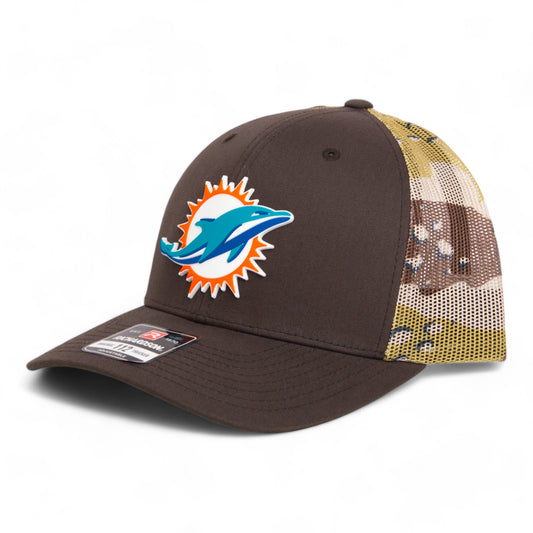 Miami Dolphins 3D Snapback Trucker Hat- Brown/ Desert Camo