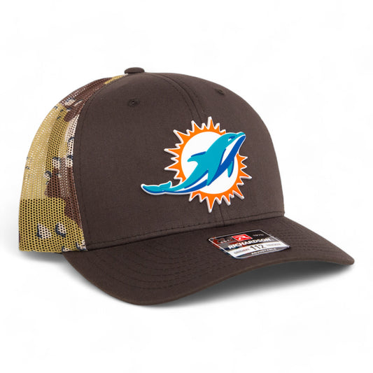 Miami Dolphins 3D Snapback Trucker Hat- Brown/ Desert Camo