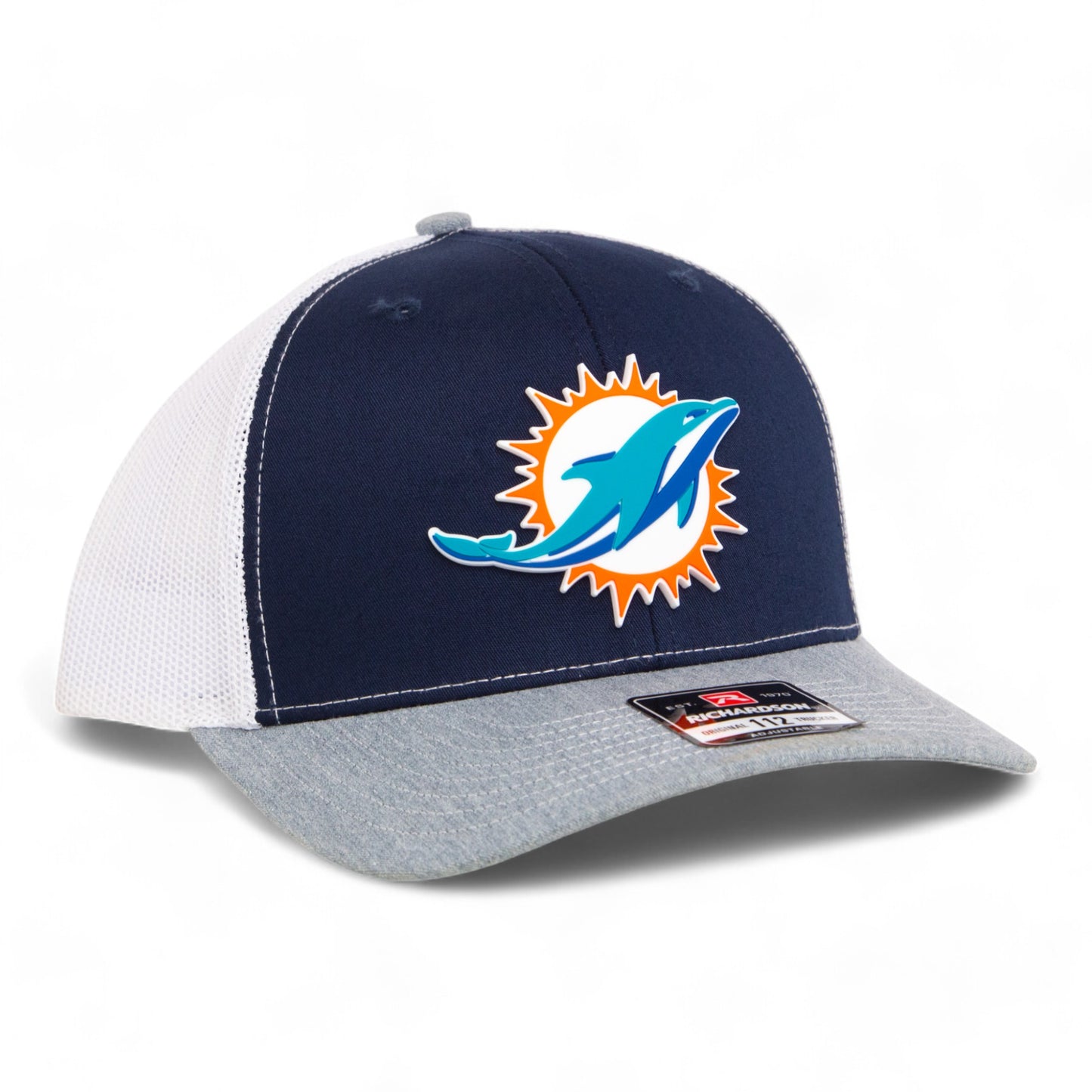 Miami Dolphins 3D Snapback Trucker Hat- Navy/ White/ Heather Grey