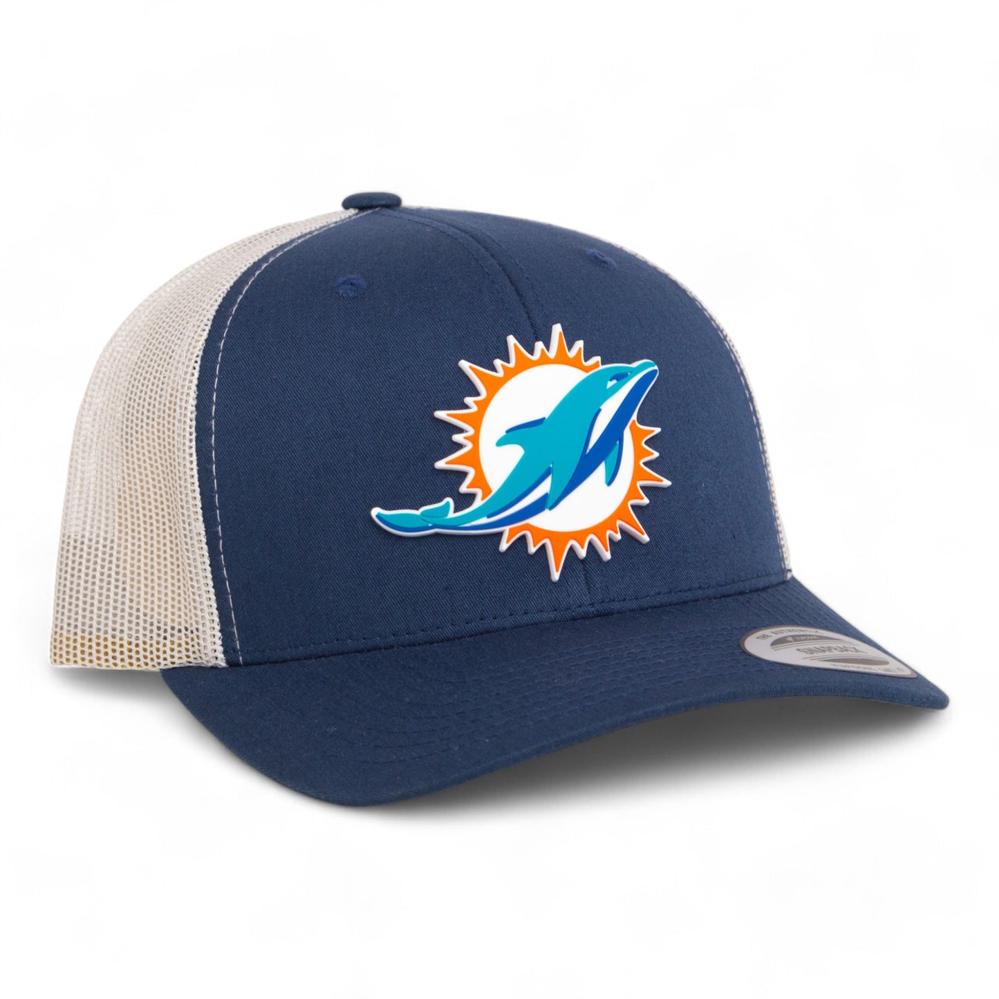 Miami Dolphins 3D YP Snapback Trucker Hat- Navy/ Silver