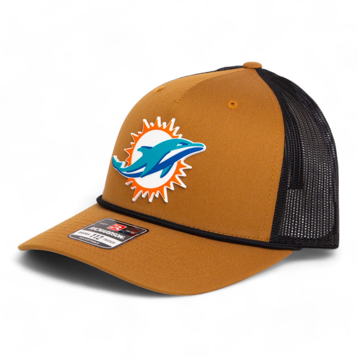 Miami Dolphins 3D Snapback Trucker Rope Hat- Caramel/ Black