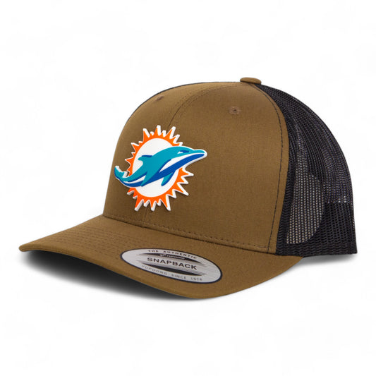 Miami Dolphins 3D YP Snapback Trucker Hat- Coyote/ Black