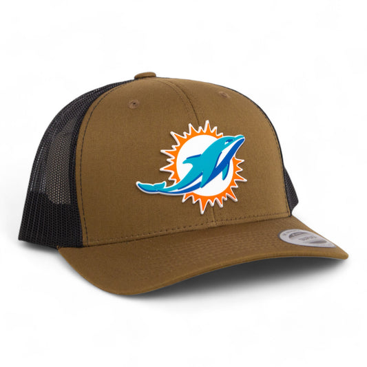 Miami Dolphins 3D YP Snapback Trucker Hat- Coyote/ Black