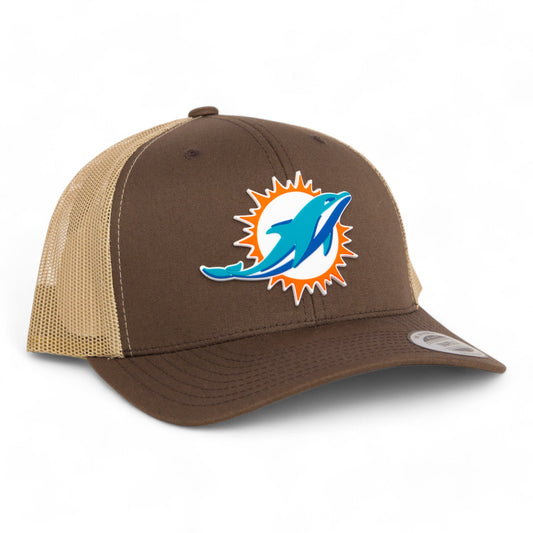 Miami Dolphins 3D YP Snapback Trucker Hat- Brown/ Tan