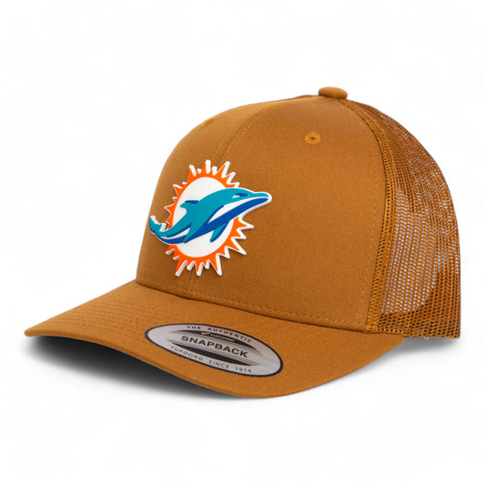 Miami Dolphins 3D YP Snapback Trucker Hat- Caramel