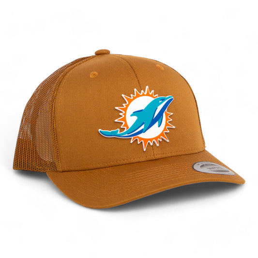 Miami Dolphins 3D YP Snapback Trucker Hat- Caramel