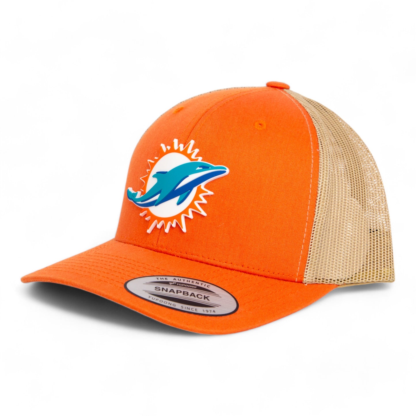 Miami Dolphins 3D YP Snapback Trucker Hat- Rustic Orange/ Khaki