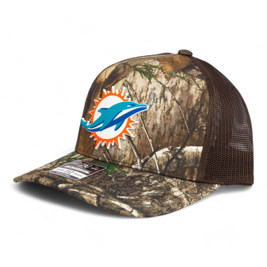 Miami Dolphins 3D Snapback Trucker Hat- Realtree Edge/ Brown