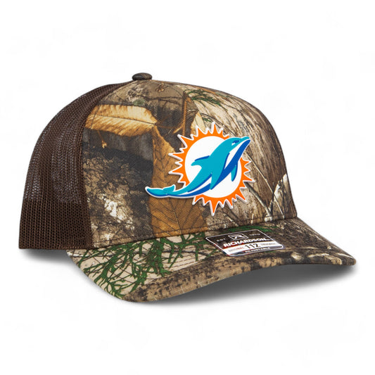 Miami Dolphins 3D Snapback Trucker Hat- Realtree Edge/ Brown