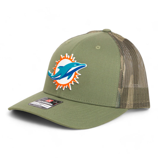 Miami Dolphins 3D Snapback Trucker Hat- Loden/ Green Camo