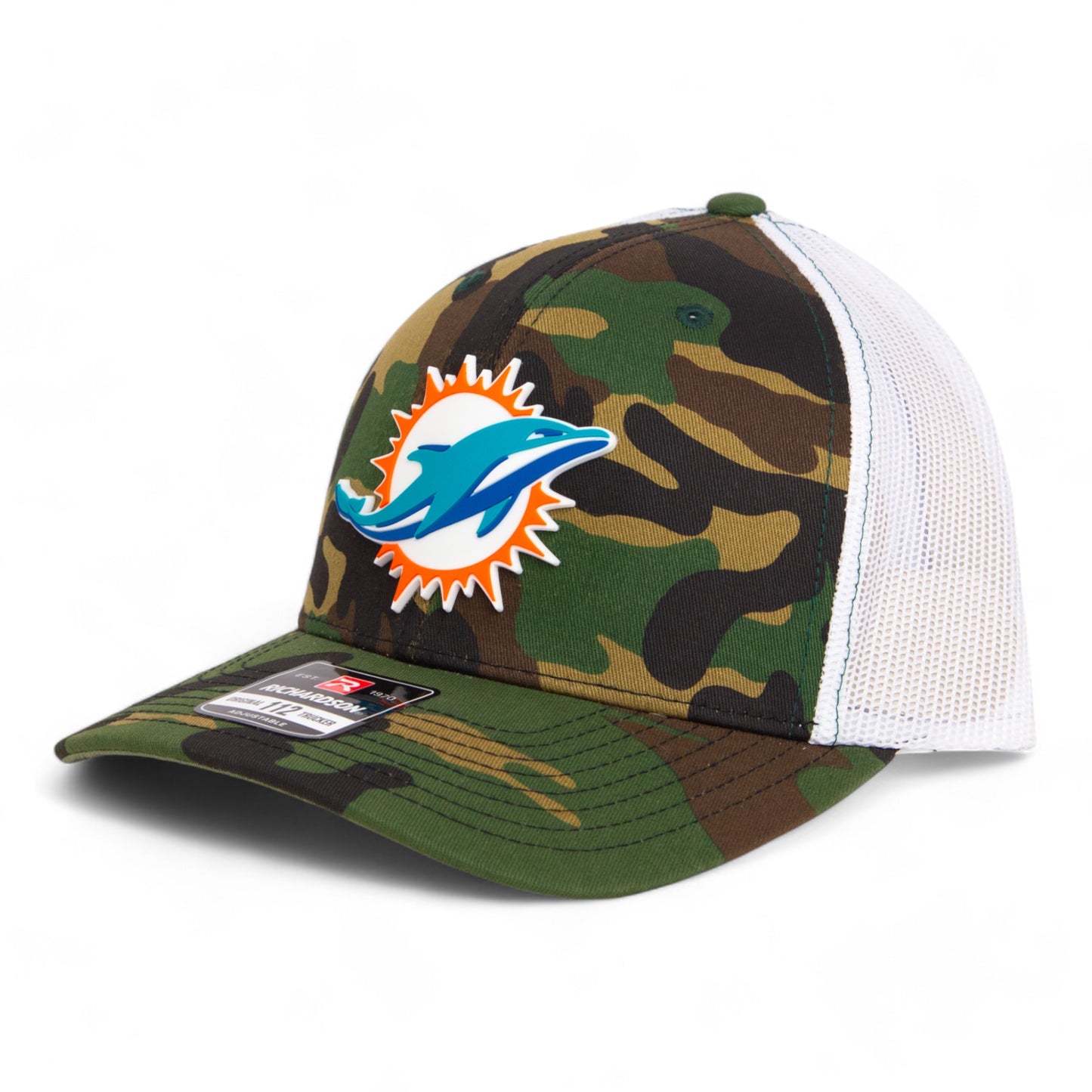 Miami Dolphins 3D Snapback Trucker Hat- Army Camo/ White