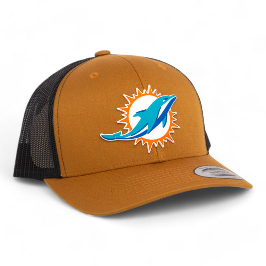 Miami Dolphins 3D YP Snapback Trucker Hat- Caramel/ Black