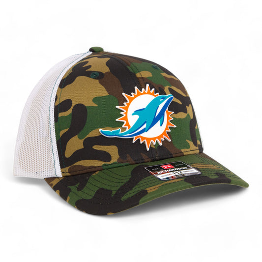 Miami Dolphins 3D Snapback Trucker Hat- Army Camo/ White