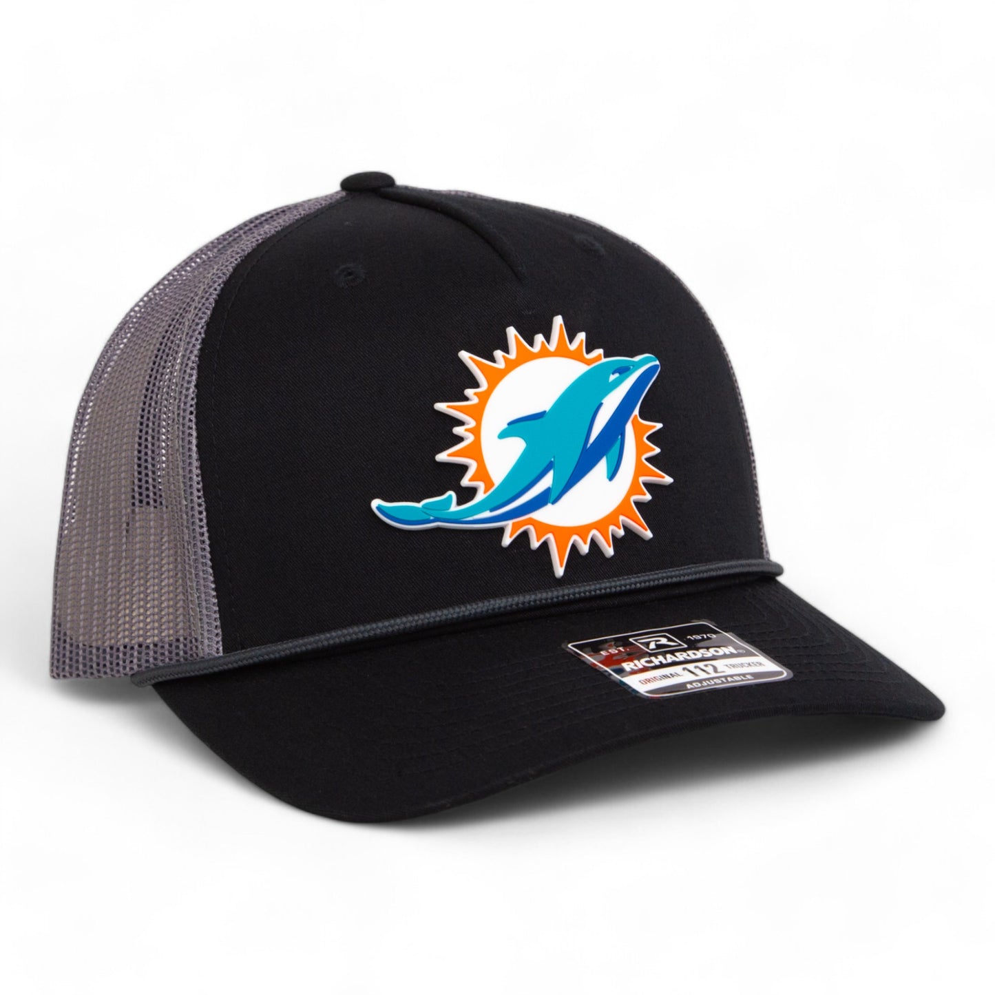 Miami Dolphins 3D Snapback Trucker Rope Hat- Black/ Charcoal