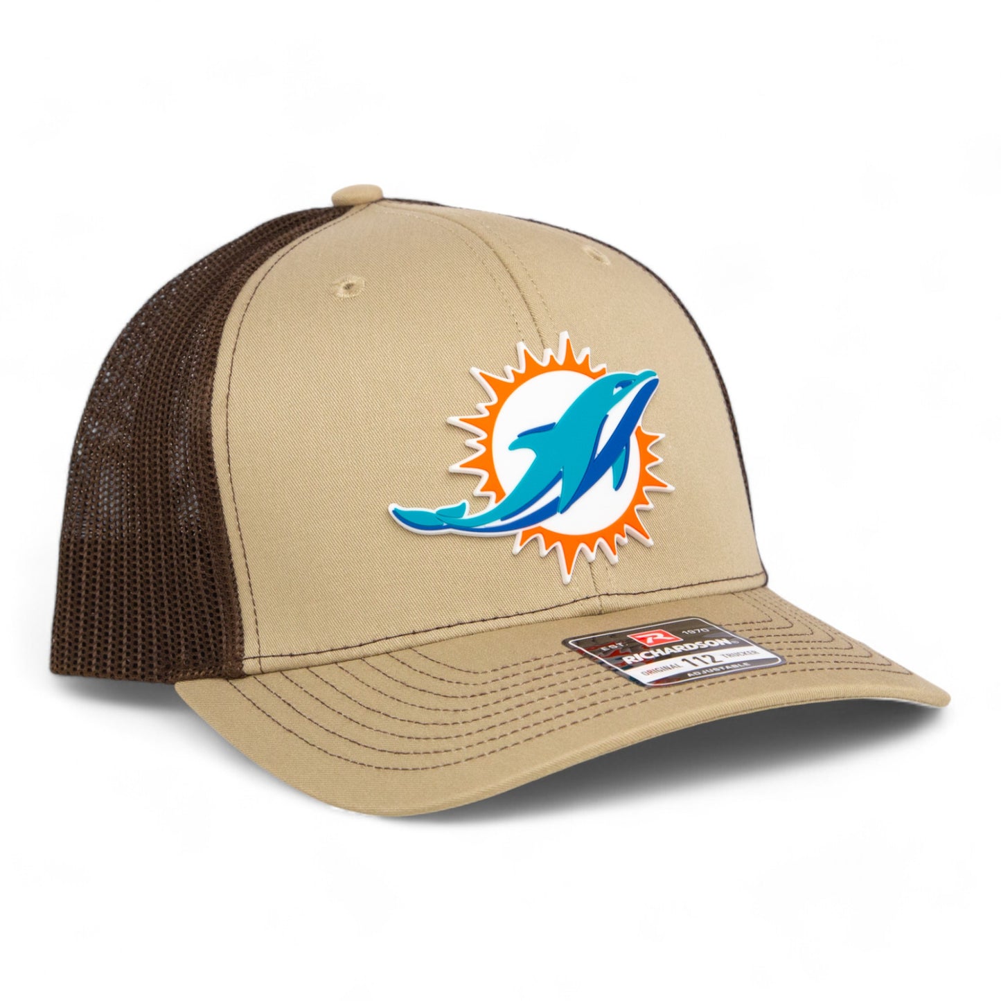 Miami Dolphins 3D Snapback Trucker Hat- Tan/ Coffee