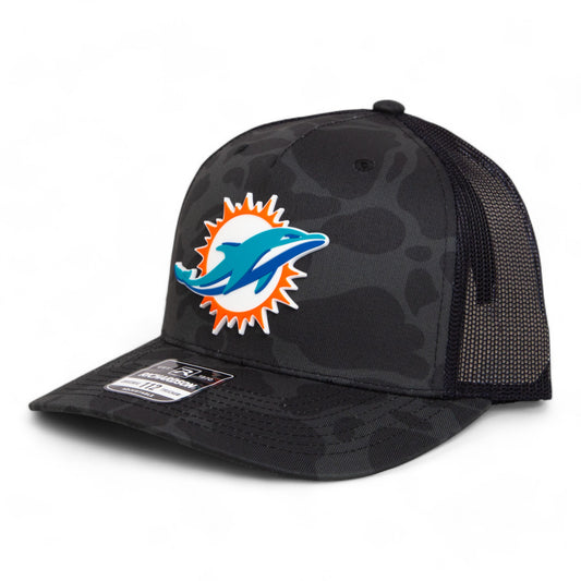 Miami Dolphins 3D Snapback Trucker Hat- Sable Duck Camo/ Black