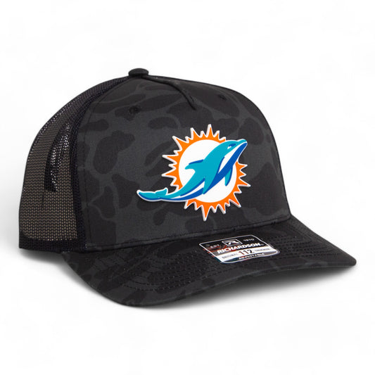 Miami Dolphins 3D Snapback Trucker Hat- Sable Duck Camo/ Black