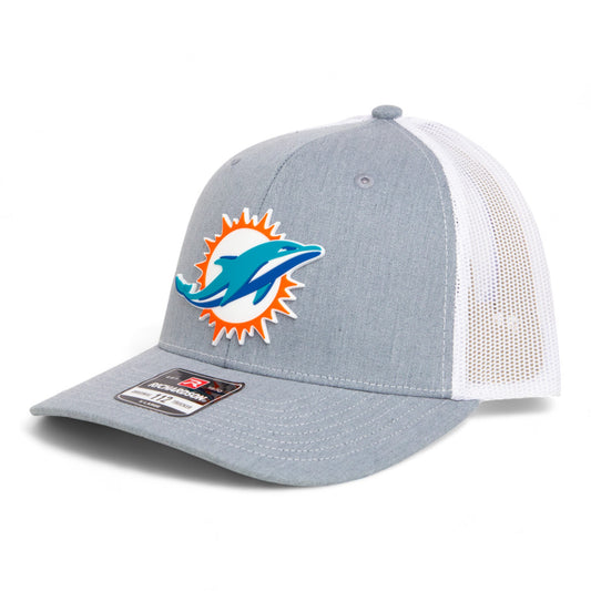 Miami Dolphins 3D Snapback Trucker Hat- Heather Grey/ White