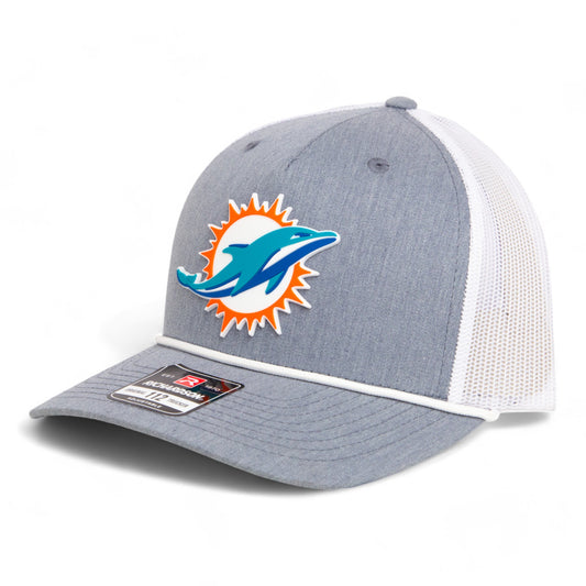 Miami Dolphins 3D Snapback Trucker Rope Hat- Heather Grey/ White