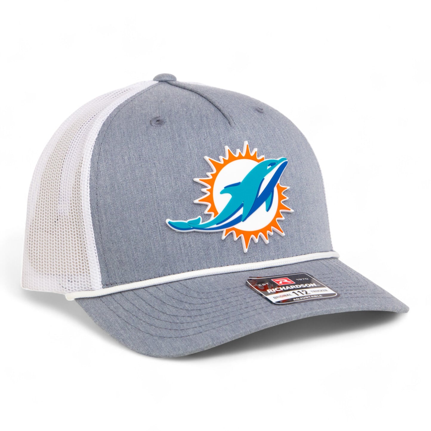 Miami Dolphins 3D Snapback Trucker Rope Hat- Heather Grey/ White