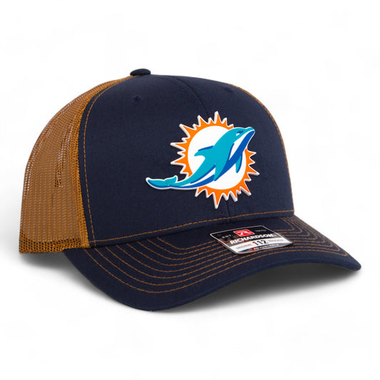 Miami Dolphins 3D Snapback Trucker Hat- Navy/ Caramel