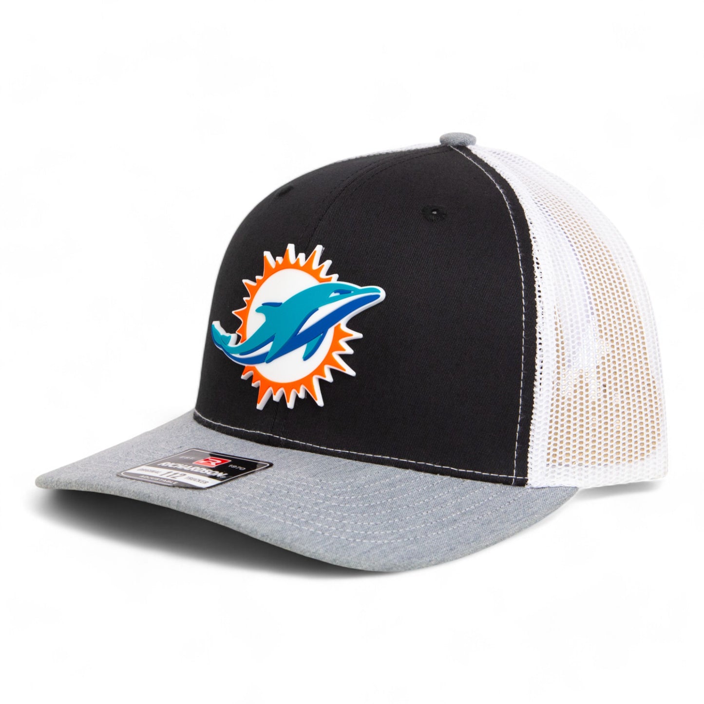 Miami Dolphins 3D Snapback Trucker Hat- Black/ White/ Heather Grey