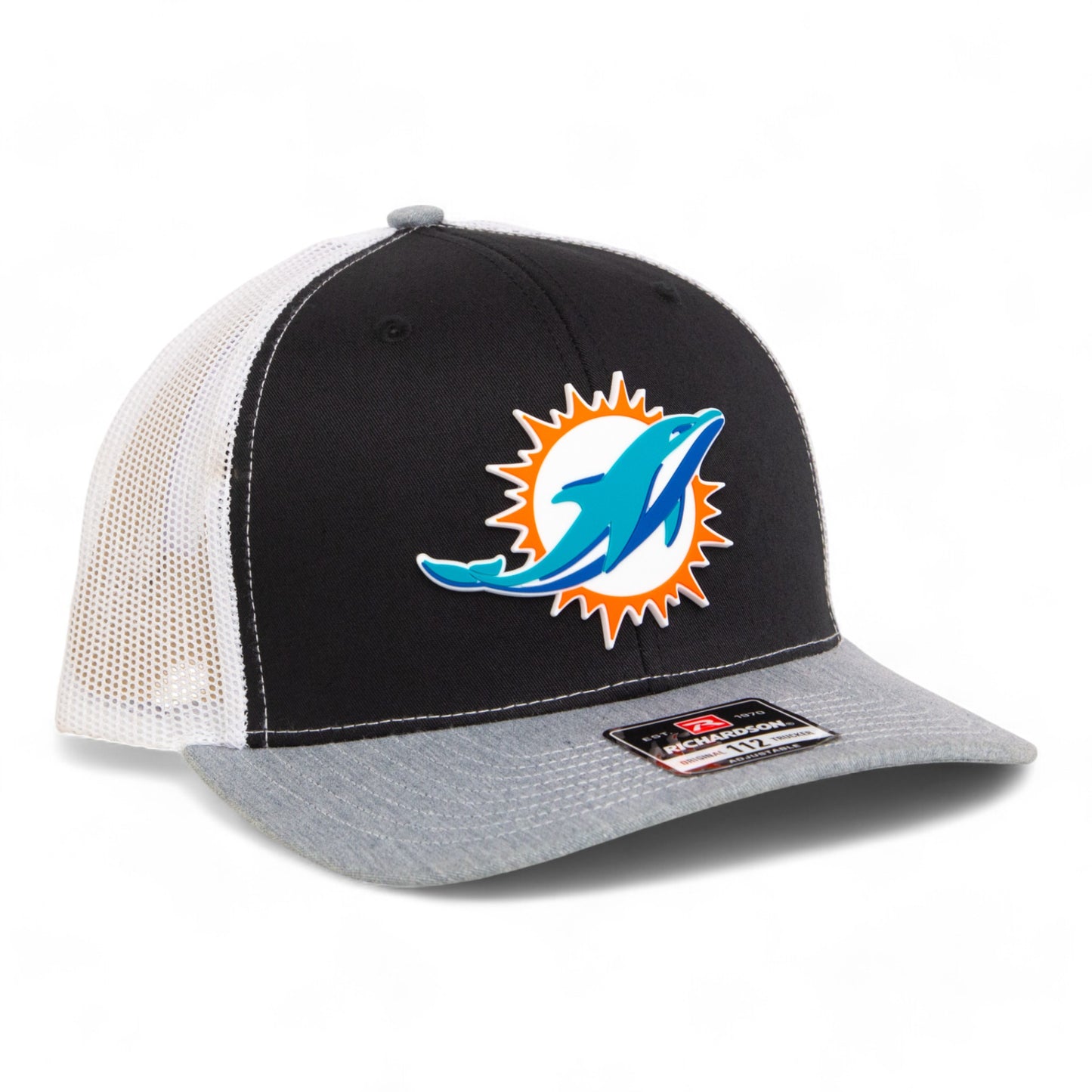 Miami Dolphins 3D Snapback Trucker Hat- Black/ White/ Heather Grey