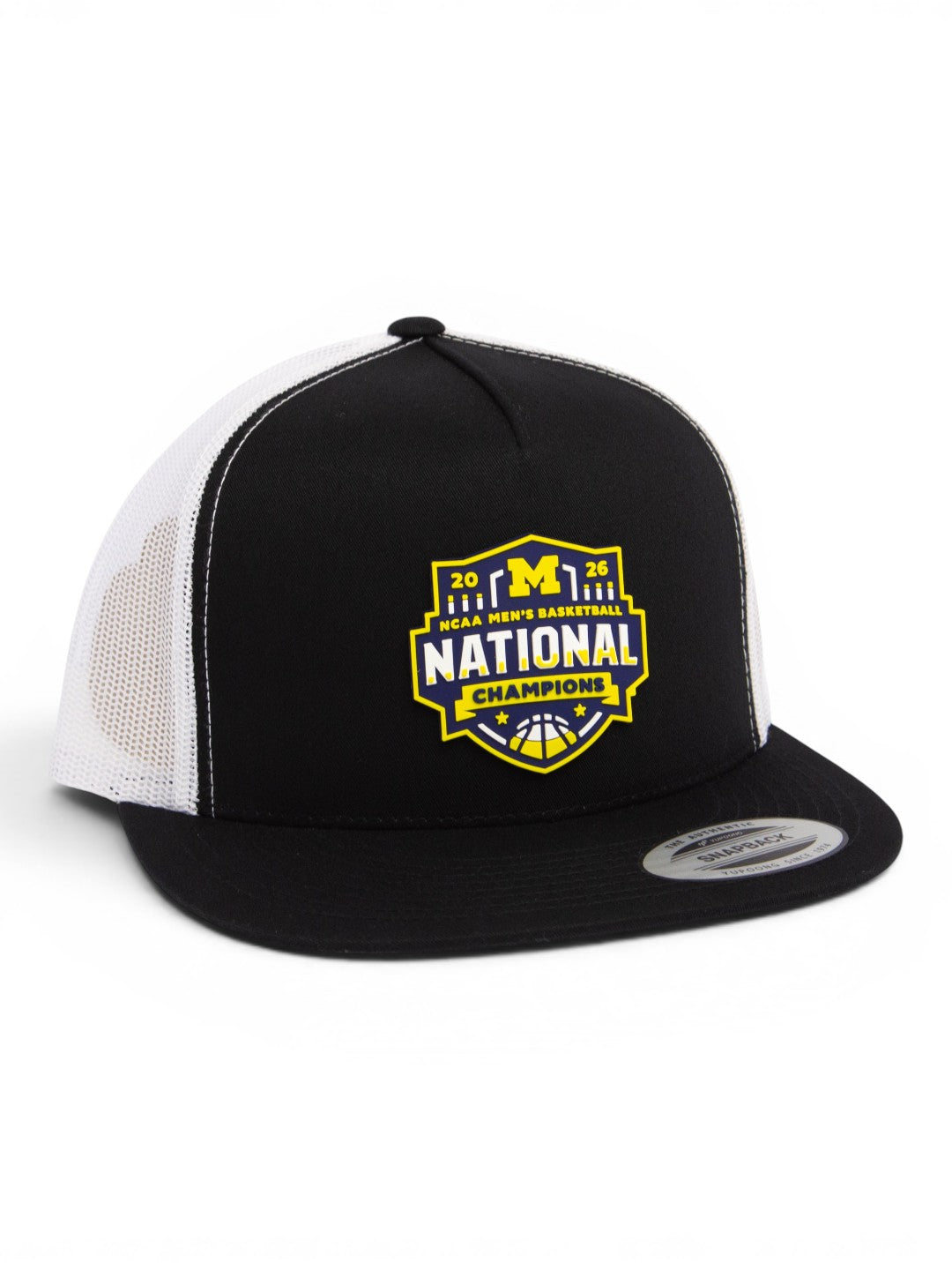 Michigan Wolverines 2026 Basketball National Champions 3D YP Snapback Flat Bill Trucker Hat- Black/ White