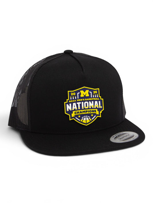 Michigan Wolverines 2026 Basketball National Champions 3D YP Snapback Flat Bill Trucker Hat- Black