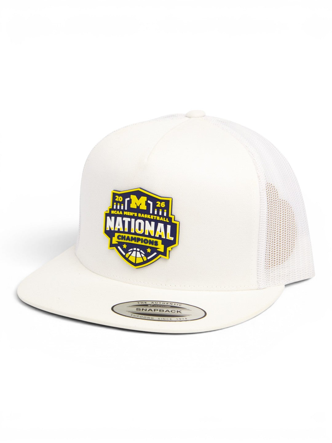 Michigan Wolverines 2026 Basketball National Champions 3D YP Snapback Flat Bill Trucker Hat- White