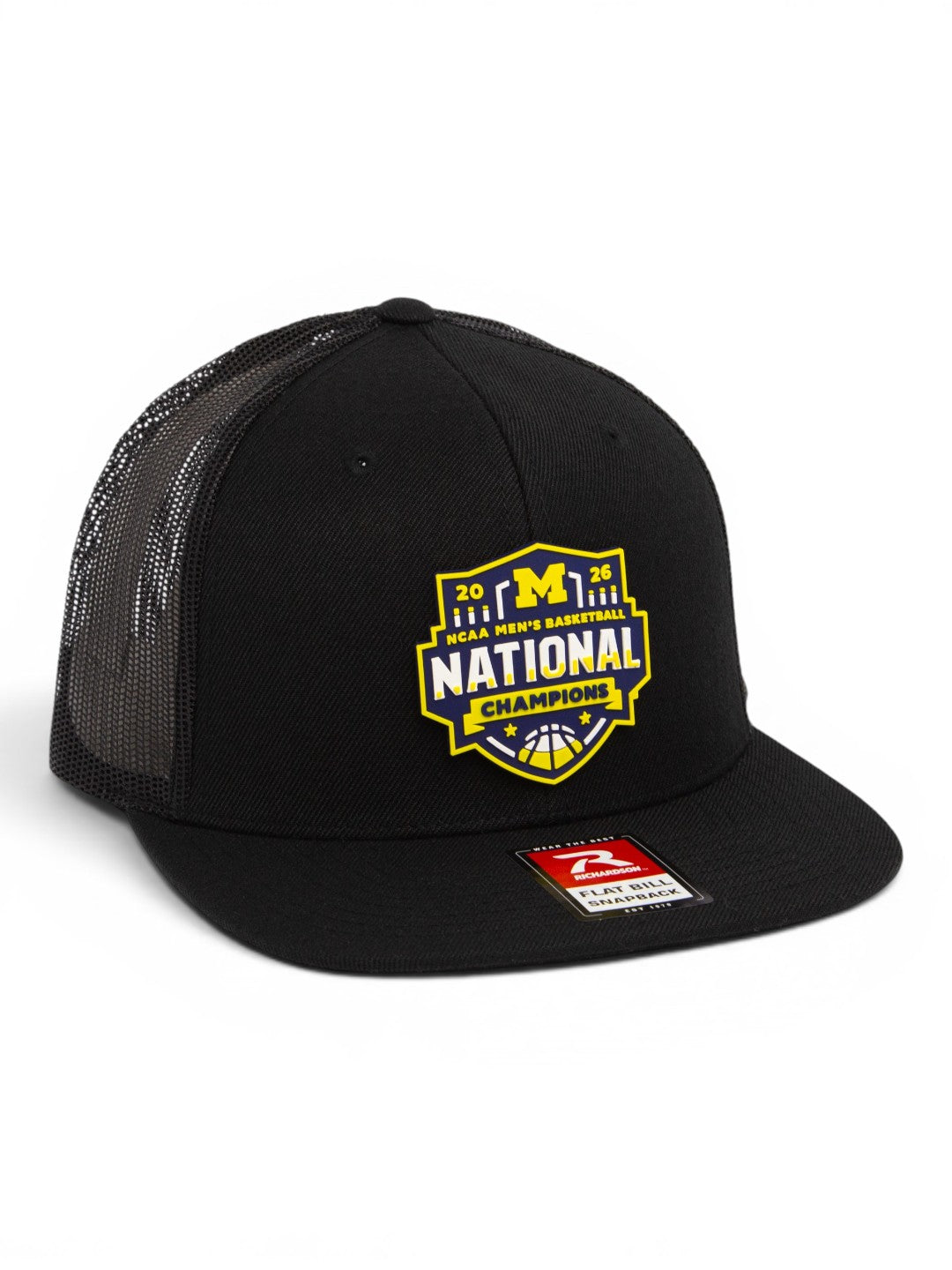 Michigan Wolverines 2026 Basketball National Champions 3D Wool Blend Flat Bill Hat- Black
