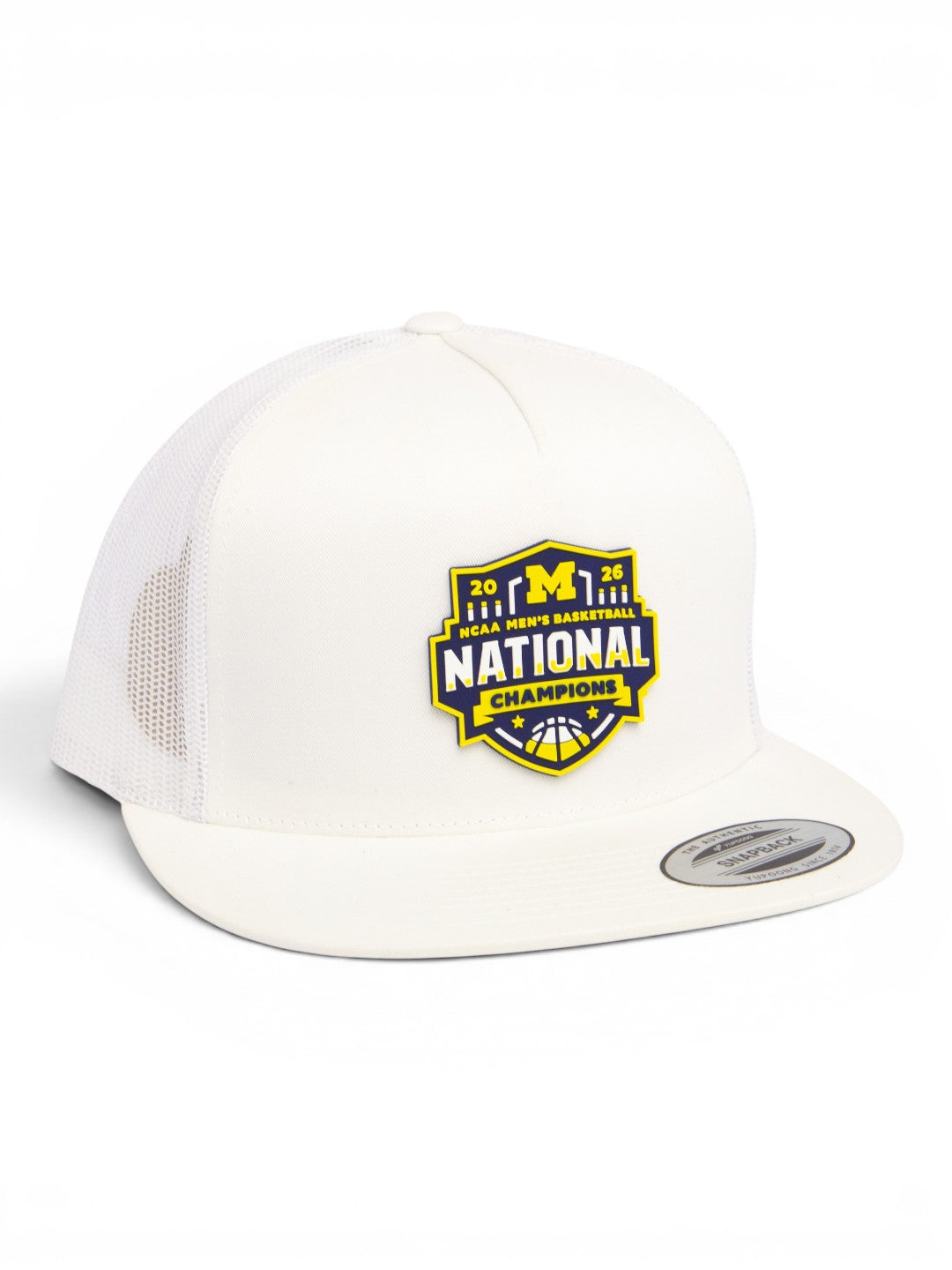 Michigan Wolverines 2026 Basketball National Champions 3D YP Snapback Flat Bill Trucker Hat- White
