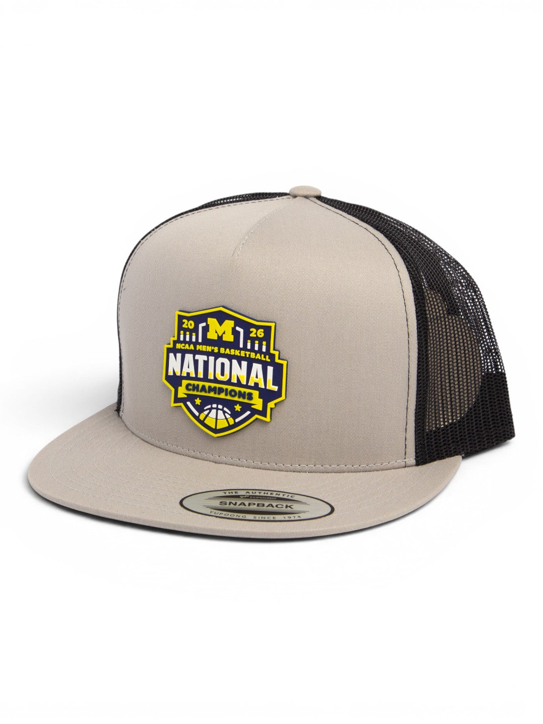 Michigan Wolverines 2026 Basketball National Champions 3D YP Snapback Flat Bill Trucker Hat- Silver/ Black