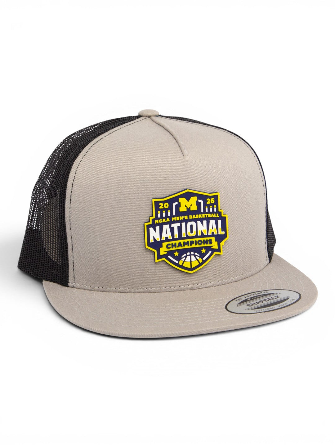Michigan Wolverines 2026 Basketball National Champions 3D YP Snapback Flat Bill Trucker Hat- Silver/ Black
