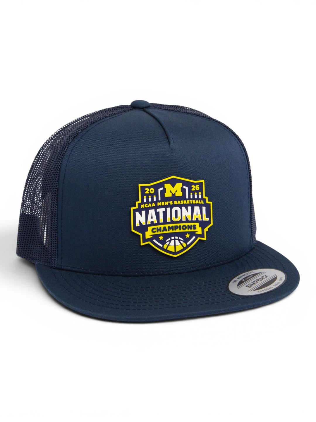 Michigan Wolverines 2026 Basketball National Champions 3D YP Snapback Flat Bill Trucker Hat- Navy