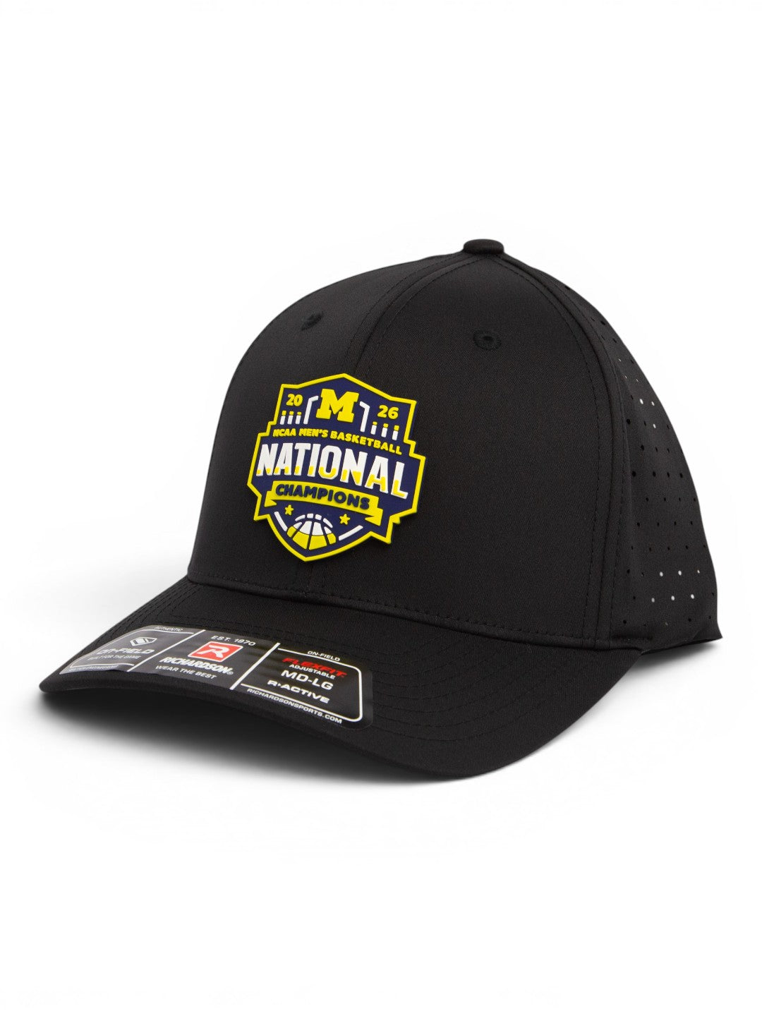 Michigan Wolverines 2026 Basketball National Champions 3D Laser Perf R-Flex Cap- Black