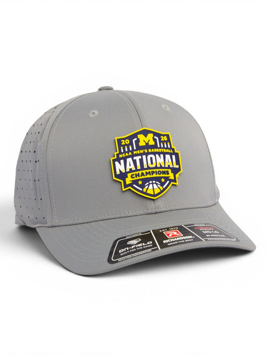 Michigan Wolverines 2026 Basketball National Champions 3D Laser Perf R-Flex Cap- Grey