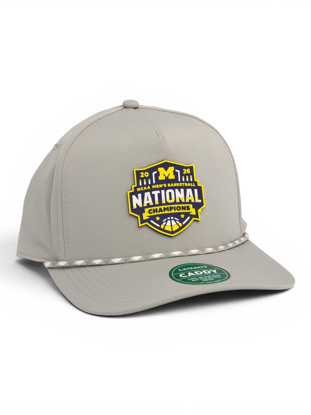 Michigan Wolverines 2026 Basketball National Champions 3D Snapback Rope Cap- Grey