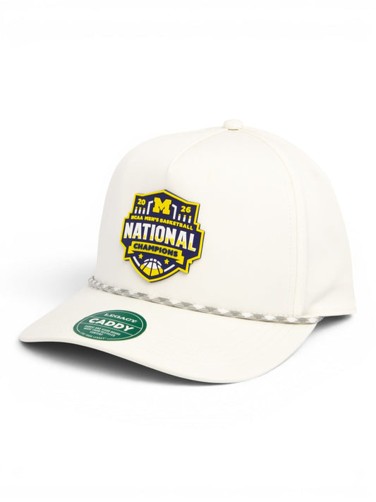 Michigan Wolverines 2026 Basketball National Champions 3D Snapback Rope Cap- White