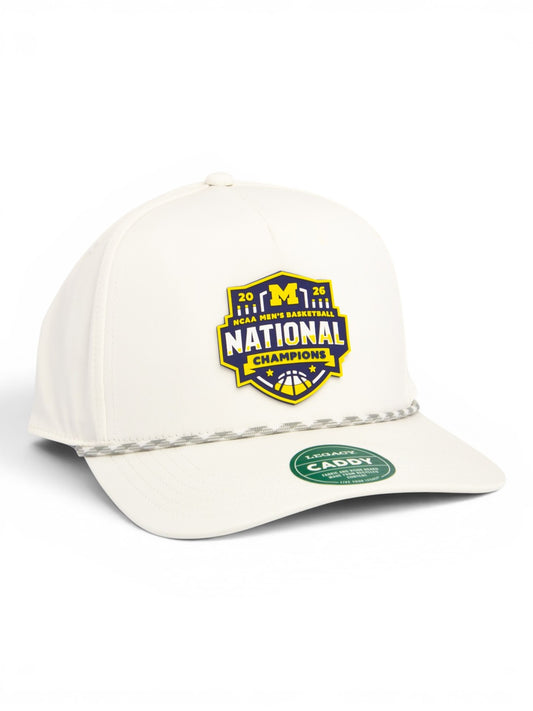 Michigan Wolverines 2026 Basketball National Champions 3D Snapback Rope Cap- White