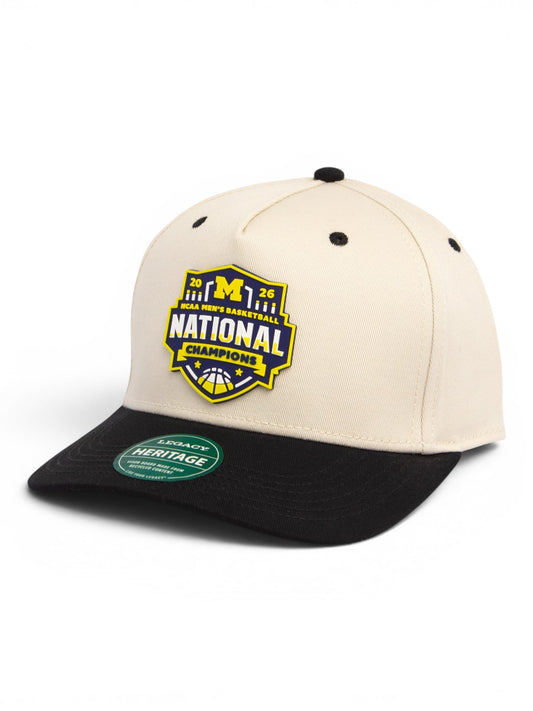 Michigan Wolverines 2026 Basketball National Champions 3D Snapback Twill Cap- Stone/ Black