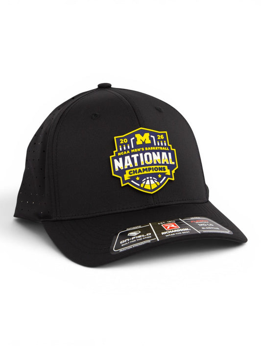 Michigan Wolverines 2026 Basketball National Champions 3D Laser Perf R-Flex Cap- Black